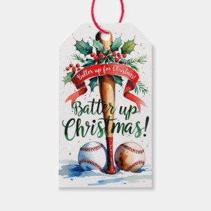 Étiquettes-cadeau Noël de baseball "Batte Up for Christmas !"