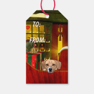 Étiquettes-cadeau Noël de beagle