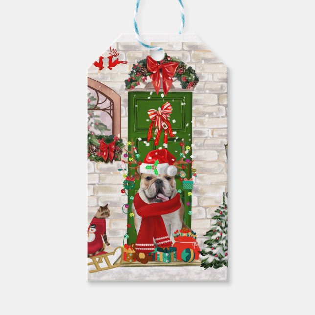 Étiquettes-cadeau Noël de Bulldog anglais (Devant)