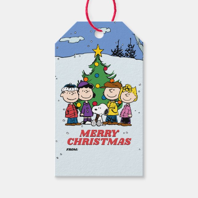 Étiquettes-cadeau Noël de Charlie Brown et ses amis (Devant)