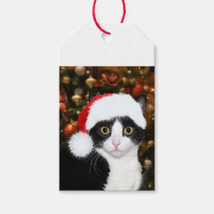 Étiquettes-cadeau Noël de chat de smoking