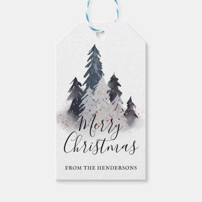Étiquettes-cadeau Noël de l'arbre d'hiver (Devant)