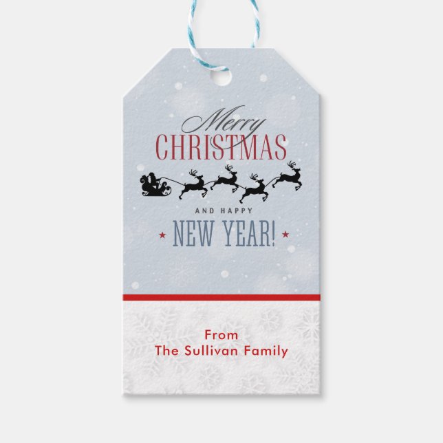 Étiquettes-cadeau Noël de Santa and his Flying (Devant)