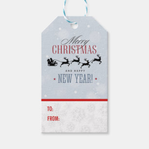 Étiquettes-cadeau Noël de Santa and his Flying