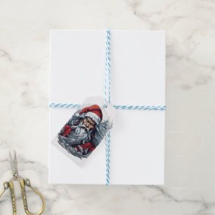 Étiquettes-cadeau Noël des guerriers de Samurai Père Noël