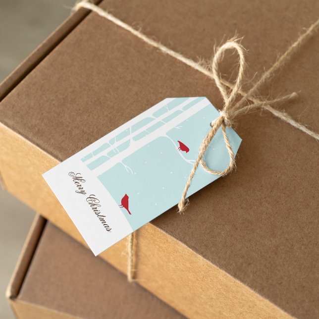 Étiquettes-cadeau Noël des oiseaux d'hiver doux (Créateur téléchargé)