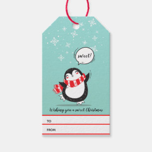 Étiquettes-cadeau Noël doux Peppermenthe Penguin Holiday