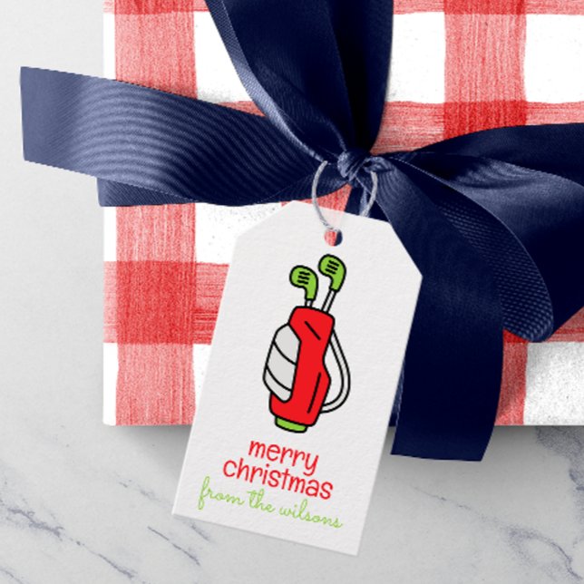 Étiquettes-cadeau Noël du golf mignon (Créateur téléchargé)