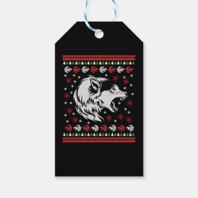 Étiquettes-cadeau Noël du loup (Devant)