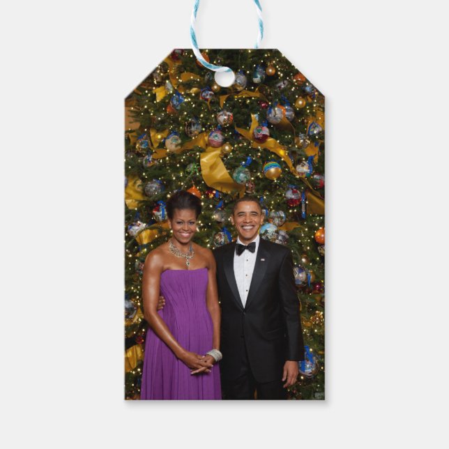 Étiquettes-cadeau Noël du président Barack Obama et de Michelle (Devant)