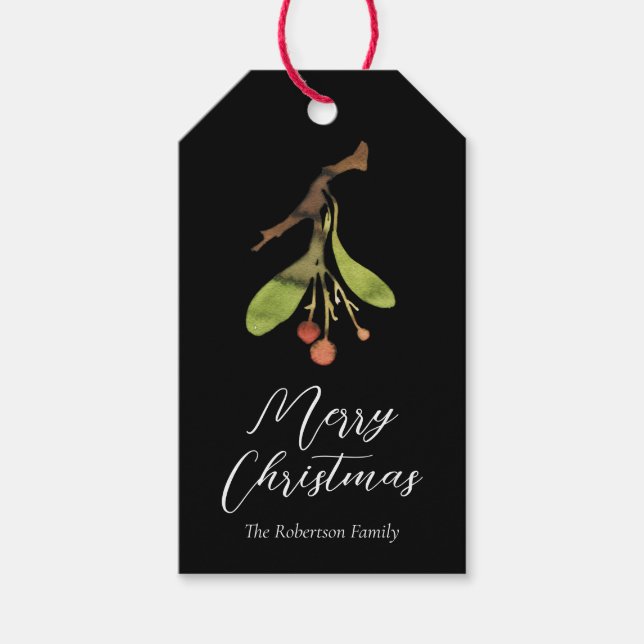 Étiquettes-cadeau Noël élégant au gui (Devant)