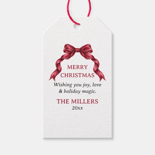 Étiquettes-cadeau Noël Élégant Ruban (Devant)