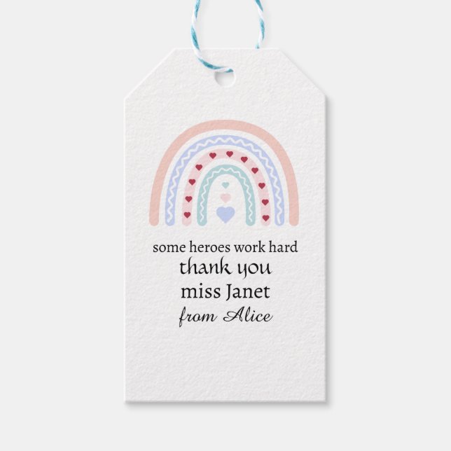 Étiquettes-cadeau Noël Enseignant Merci personnalisé cadeau de héros (Devant)