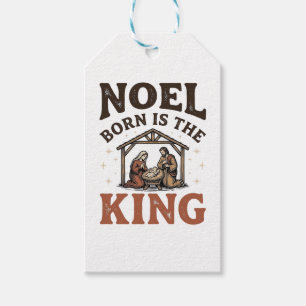 Étiquettes-cadeau Noël est né, le roi vintage noël de la Nativité
