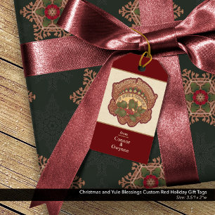 Étiquettes-cadeau Noël et Yule Bénédictions Custom Red Holiday