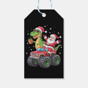 Étiquettes-cadeau Noël Famille Correspondante Père Noël Truck Dinosa