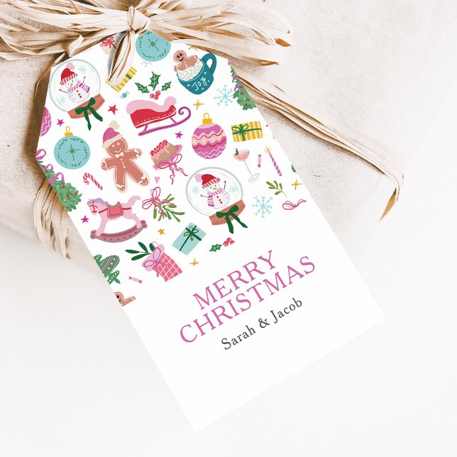 Étiquettes-cadeau Noël fantaisiste (Hand-drawn Christmas Doodles Gift Tags bring Whimsy to every Holiday Gift — by Painted Paperie)