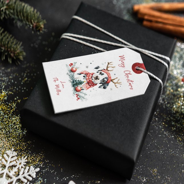 Étiquettes-cadeau Noël festif Chiot dalmate (Créateur téléchargé)