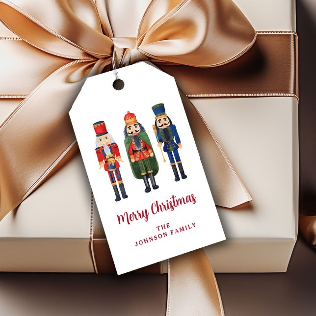 Étiquettes-cadeau Noël Festif des noisettes rouges (Personalized Cute Nutcracker Merry Christmas Gift Tags)