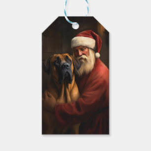 Étiquettes-cadeau Noël festif Rhodesian Ridgeback Santa Claus