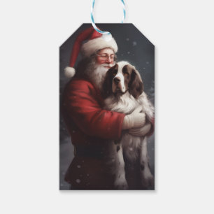 Étiquettes-cadeau Noël festif Springer Spaniel Santa Claus