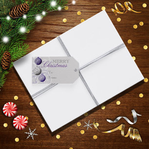 Étiquettes-cadeau Noël festif violet et argenté
