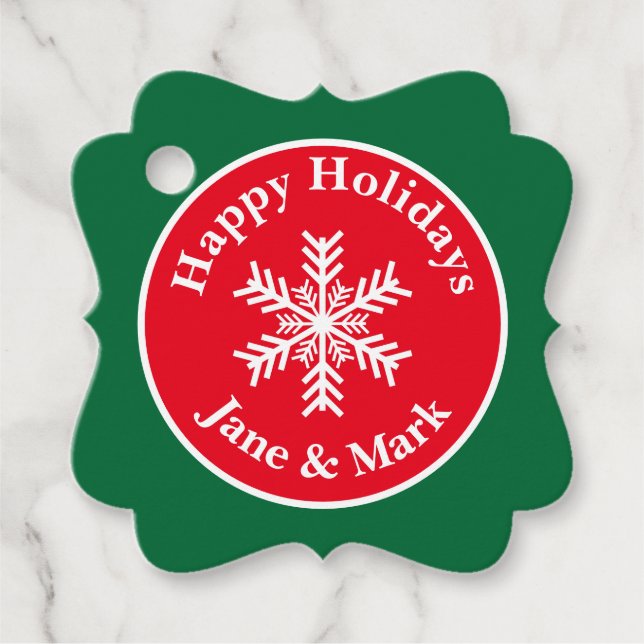 Étiquettes Cadeau Noël Flocon de neige l Joyeuses fêtes (Devant)