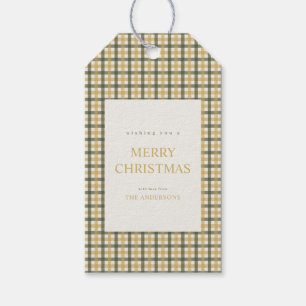 Étiquettes-cadeau Noël Gingham Jaune et Vert