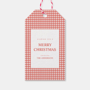 Étiquettes-cadeau Noël Gingham Rouge