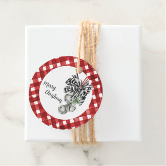 Étiquettes Cadeau Noël Gingham Rouge Rustique