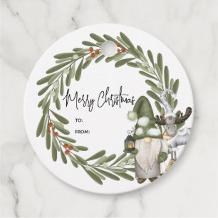 Étiquettes Cadeau Noël Gnomes Woodland Tags cadeaux personnalisés