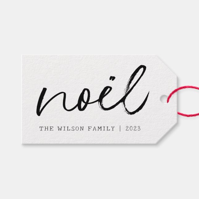 Étiquettes-cadeau Noel Handwriting Famille Simple NOËL (Devant (Horizontal))