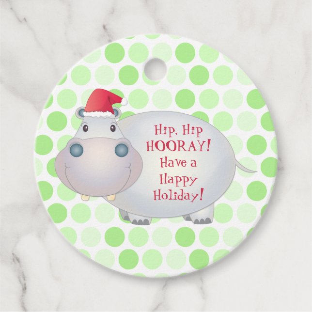 Étiquettes Cadeau Noël Hippo Hippopotame (Devant)