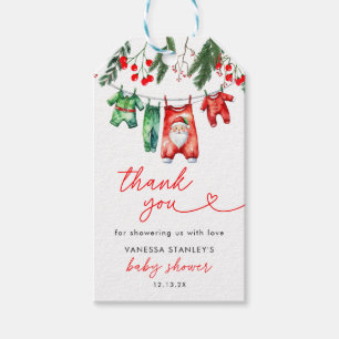 Étiquettes-cadeau Noël hiver Père Noël Baby shower Merci