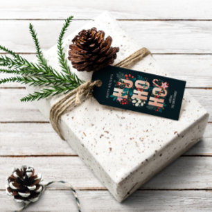 Étiquettes-cadeau Noël HoHoHo Holly Branches Sucre de canne