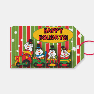 Étiquettes-cadeau Noël idiot du train de bonhomme de neige