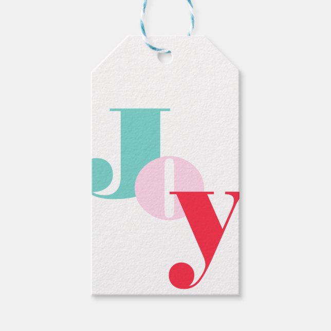 Étiquettes-cadeau Noël Joie typographie Balises cadeaux (Devant)