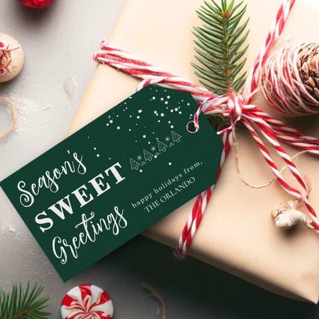 Étiquettes-cadeau Noël Joyeuses Fêtes Blanc Vert Gi (Créateur téléchargé)