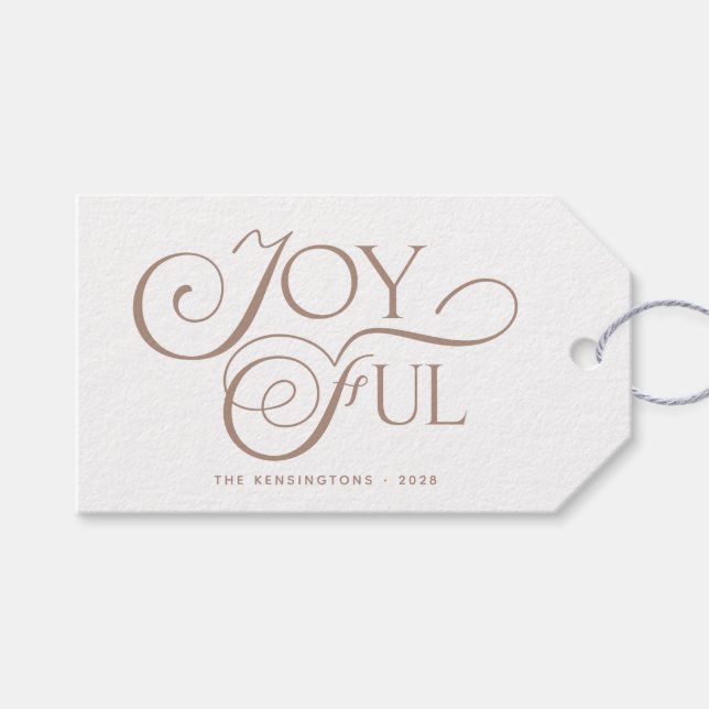 Étiquettes-cadeau Noël Joyeux de Taupe moderne (Devant (Horizontal))