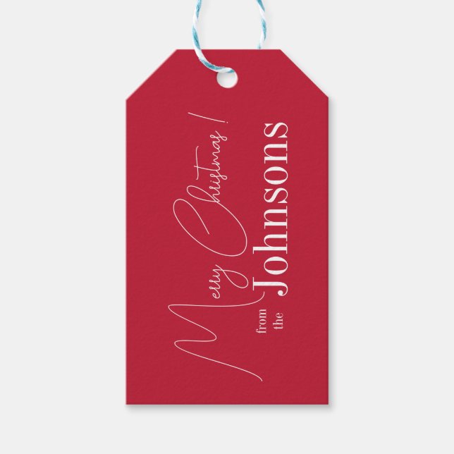 Étiquettes-cadeau Noël Joyeux Noël moderne Rouge (Devant)