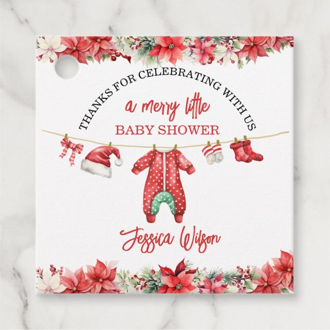 Étiquettes Cadeau Noël Joyeux petit Baby shower Hommes Neutre (Devant)