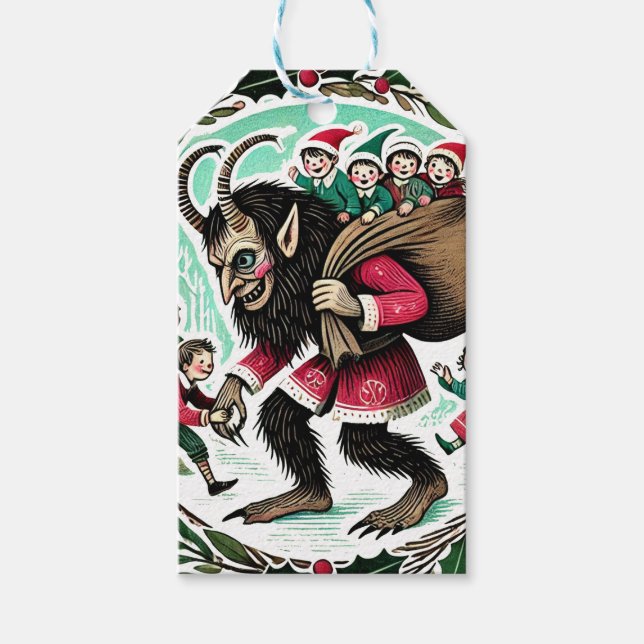 Étiquettes-cadeau Noël Krampus (Devant)