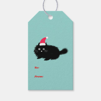 Étiquettes-cadeau Noël mignon chat noir