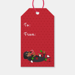 Étiquettes-cadeau Noël mignon heureux de teckel de HOWLidays