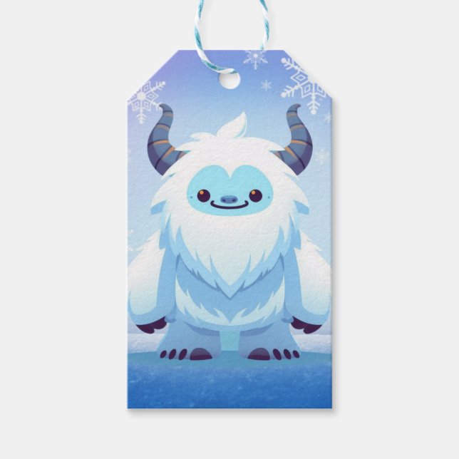 Étiquettes-cadeau Noël mignon/yeti d'hiver (Devant)