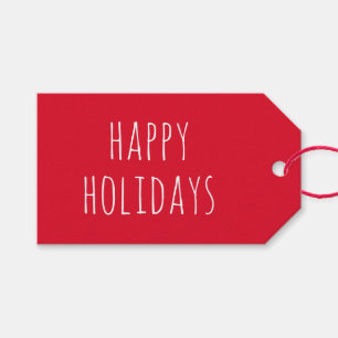 Étiquettes-cadeau Noël minimaliste   Fêtes d'hiver rouges classiques