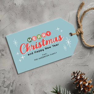 Étiquettes-cadeau Noël moderne rétro du milieu du siècle