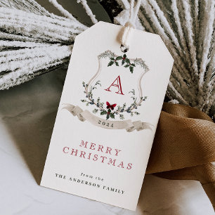 Étiquettes-cadeau Noël Monogramme vintage