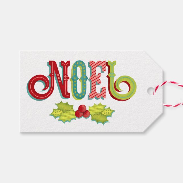 Étiquettes-cadeau Noel Noël coloré (Devant (Horizontal))