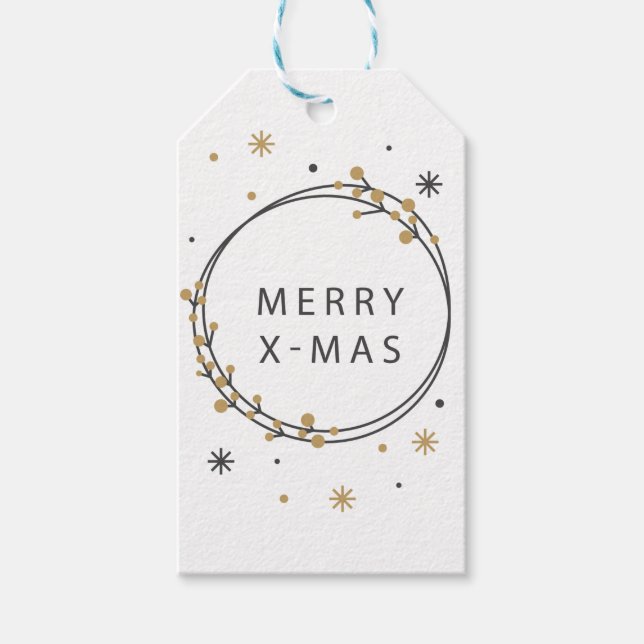 Étiquettes-cadeau Noël noir et or élégant (Devant)